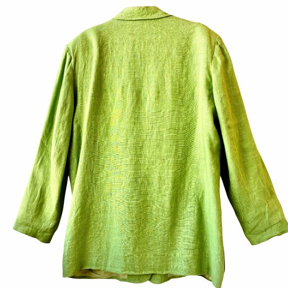 Talbots Vintage Lime Green LINEN Jacket Blazer Lined Pockets Womens size 14 - Picture 6 of 16